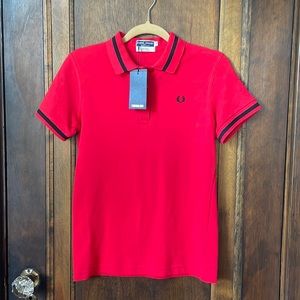 RARE Fred Perry REISSUES G2 short sleeved polo shirt WM UK 10/US 6 NWT red/navy